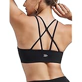 Yvette Criss Cross Back Removable Cups Padded Strappy U NeckYoga Sports Bras Light Support Wireless Bra Cropped Tank Top