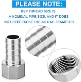 ERGAOBOY 2 Pcs 304 Stainless Steel Hose Barb Fittings 25mm to 1 inch BSP Female view 3