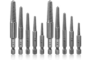 Mesee 10 Pcs Damaged Screw Extractor Set, Screw Extractor, 1/4 Inch Hex Shank Broken Screw Extractor Drill Bit Screws Bolts Q