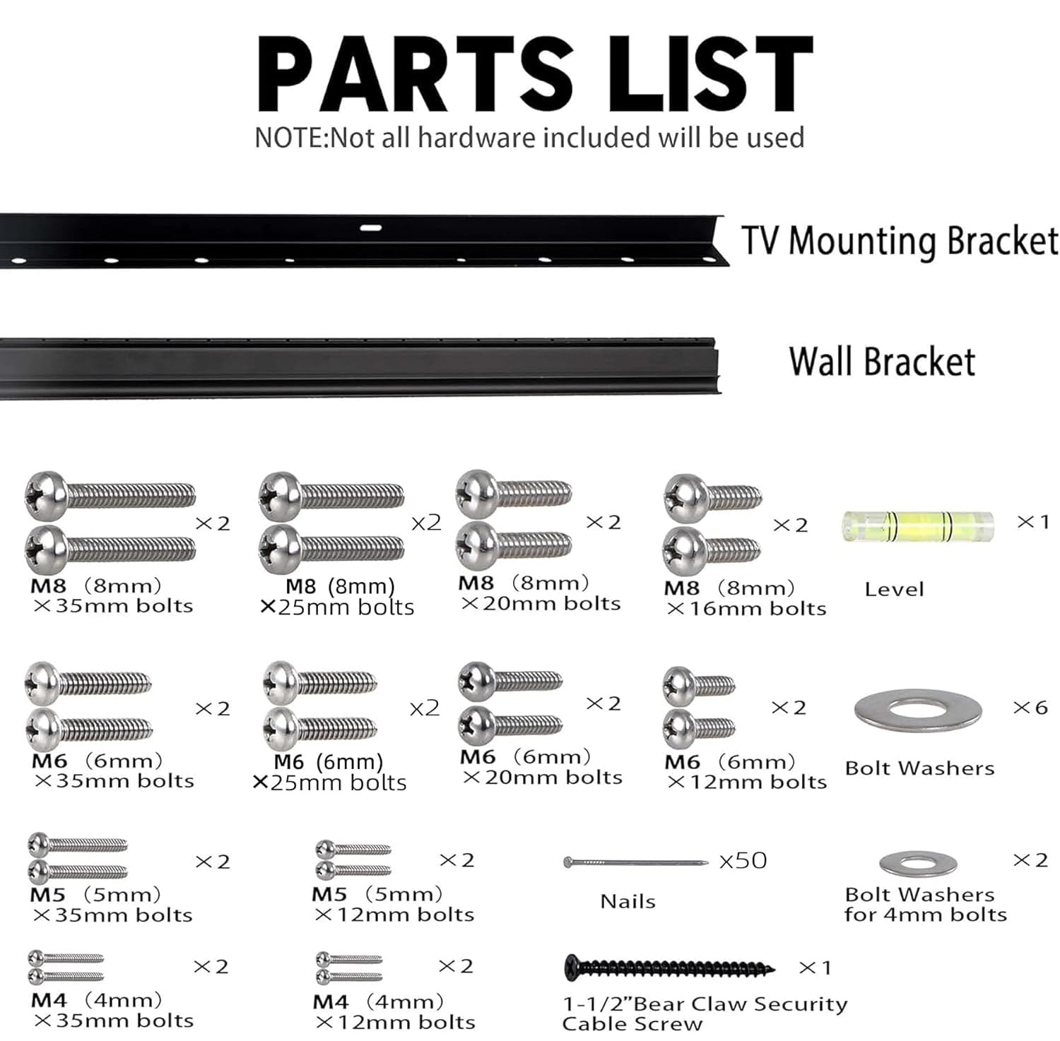 No Stud TV Wall Mount, 32-75 inch TVs Drywall Studless Bracket, No Damage, No Drill, Non Screws, 1 Minutes Easy Install TV Hanger fits VESA 100x100 to 600x400, Include Hardware Levels