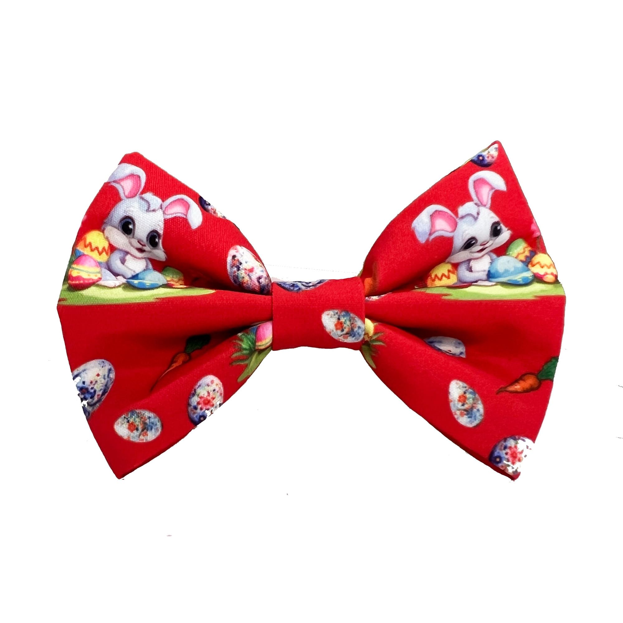 New Dogs Bow Tie Bowtie Easter Rabbit EGGS carrots RED Elastic Band ACCESSORY Handmade UK (Rabbit1 MEDIUM)