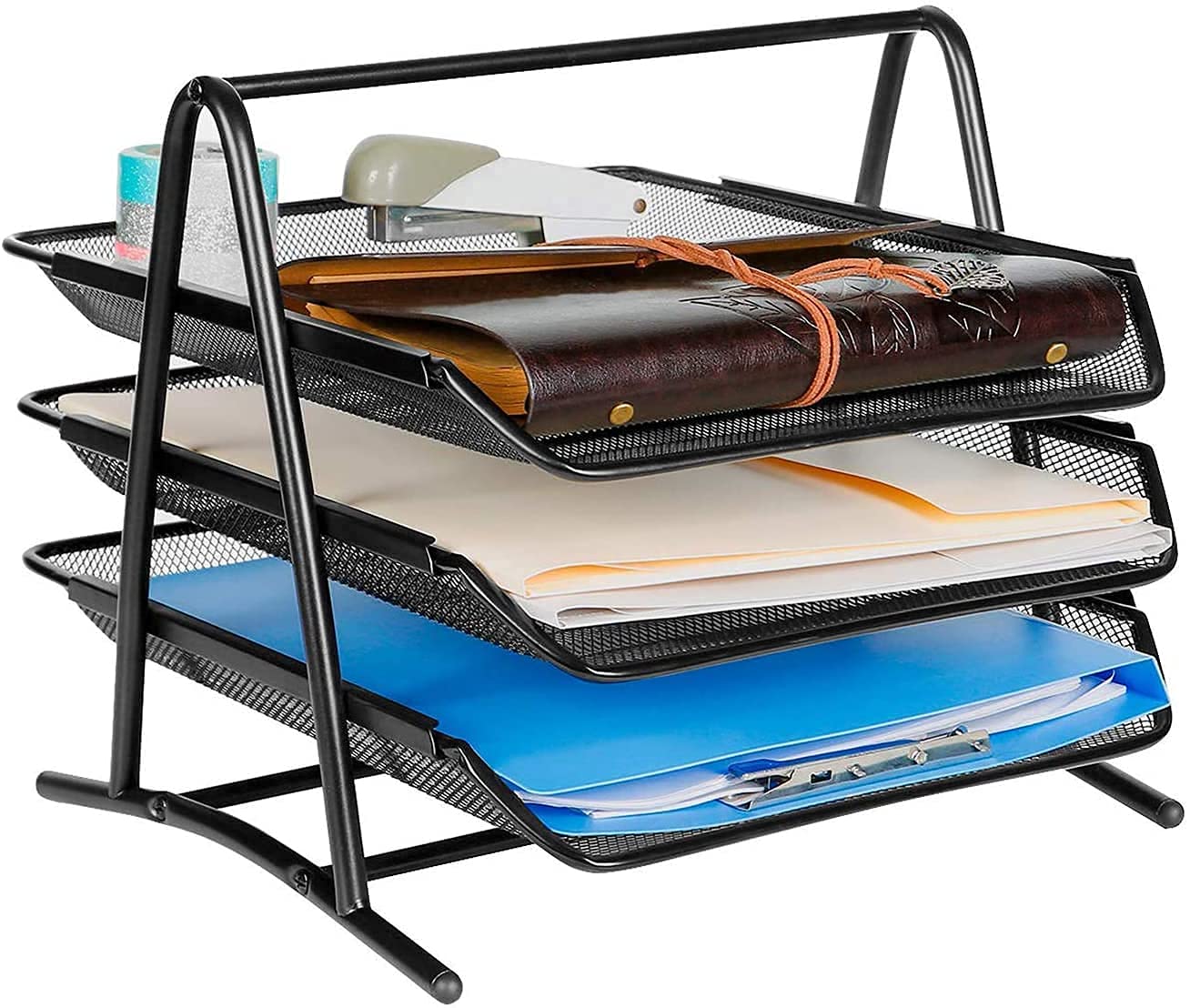 HEATHER Metal Mesh 3 Tier File Rack for Office Document Tray Document