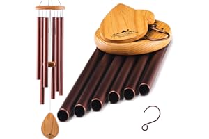 UpBlend Outdoors Wind Chimes for Outside, Gift for Mom, Deep Tone, Sympathy Gifts for Loss of Loved One, Patio Decoration, Memorial Windchimes, 38" Brown