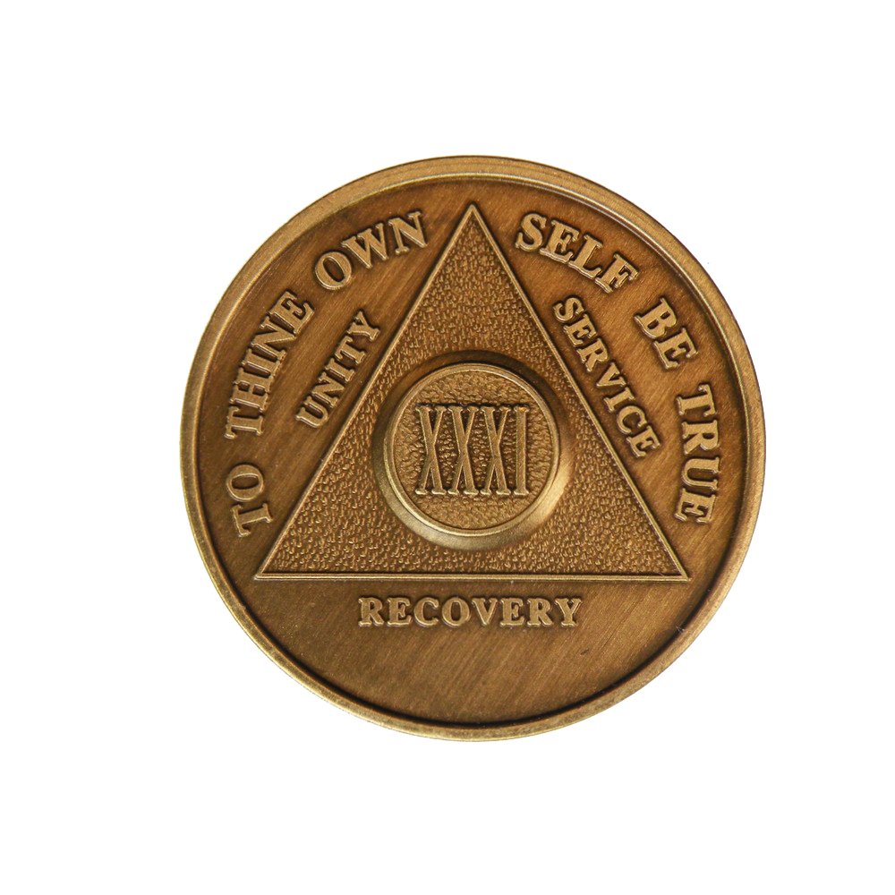 Generic Bronze AA (Alcoholics Anonymous) Necklace - Unisex, Recovery, Sobriety - Bronze, 1.5 Inches, Classic Style