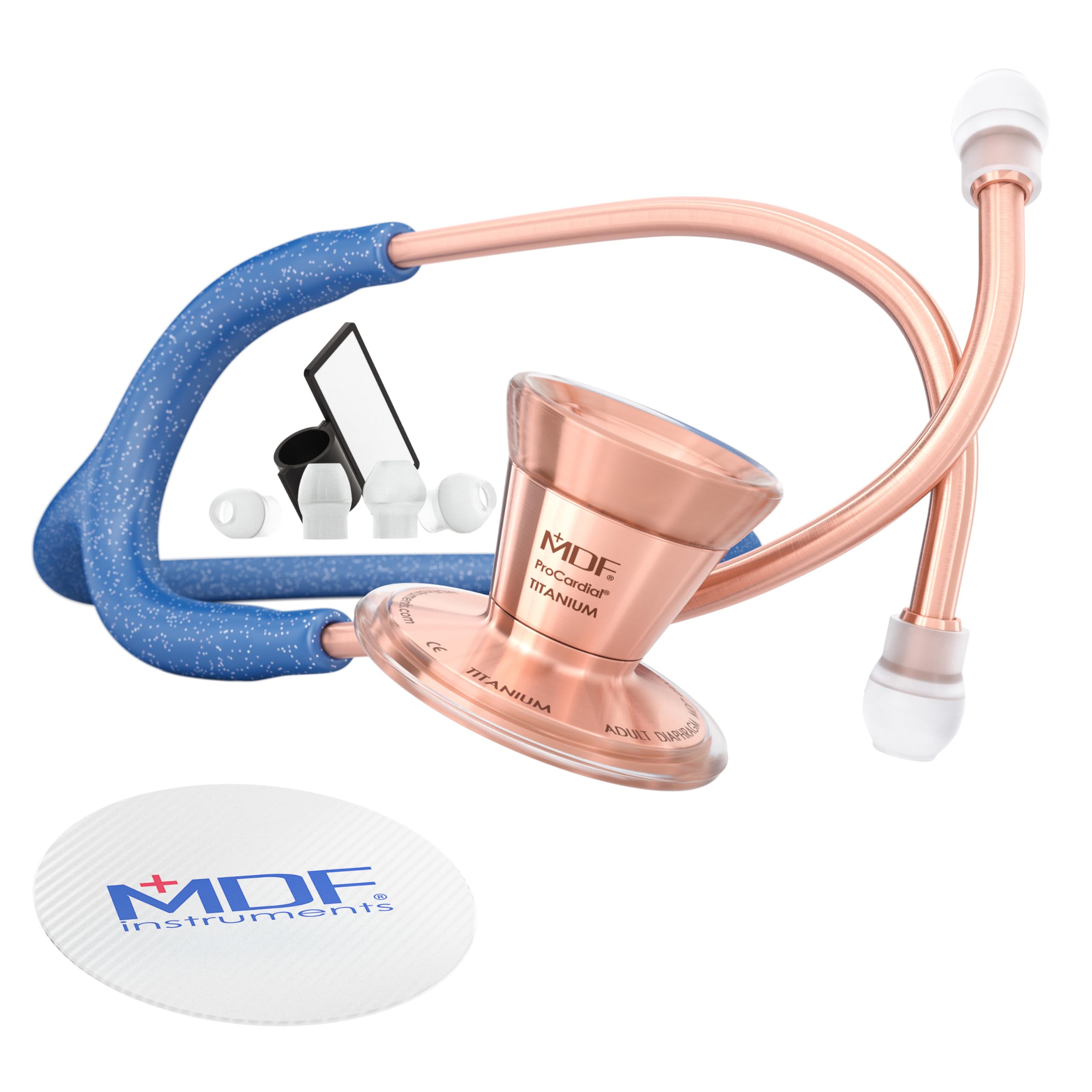 MDF Instruments,ProCardial Cardiology Stethoscope, Lightweight Titanium, MDF797TGL10RG + MDF Travel Case for Stethoscope and Diagnostic Kits, Medium (MDFSCM12)