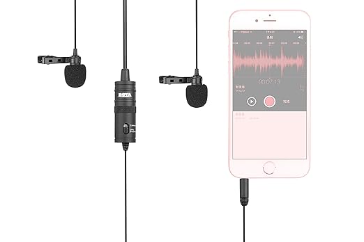 Boya BY-M1DM Dual Lavaliere Universal Microphone with Single 1/8 Stereo Connector (Black)