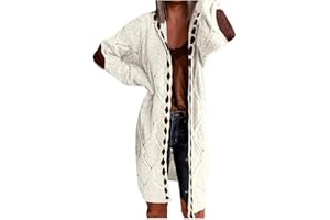 TARIENDY Long Chunky Cardigans for Women Lightweight Kint Sweater Fashion Hood Outwear with Elbow Patches