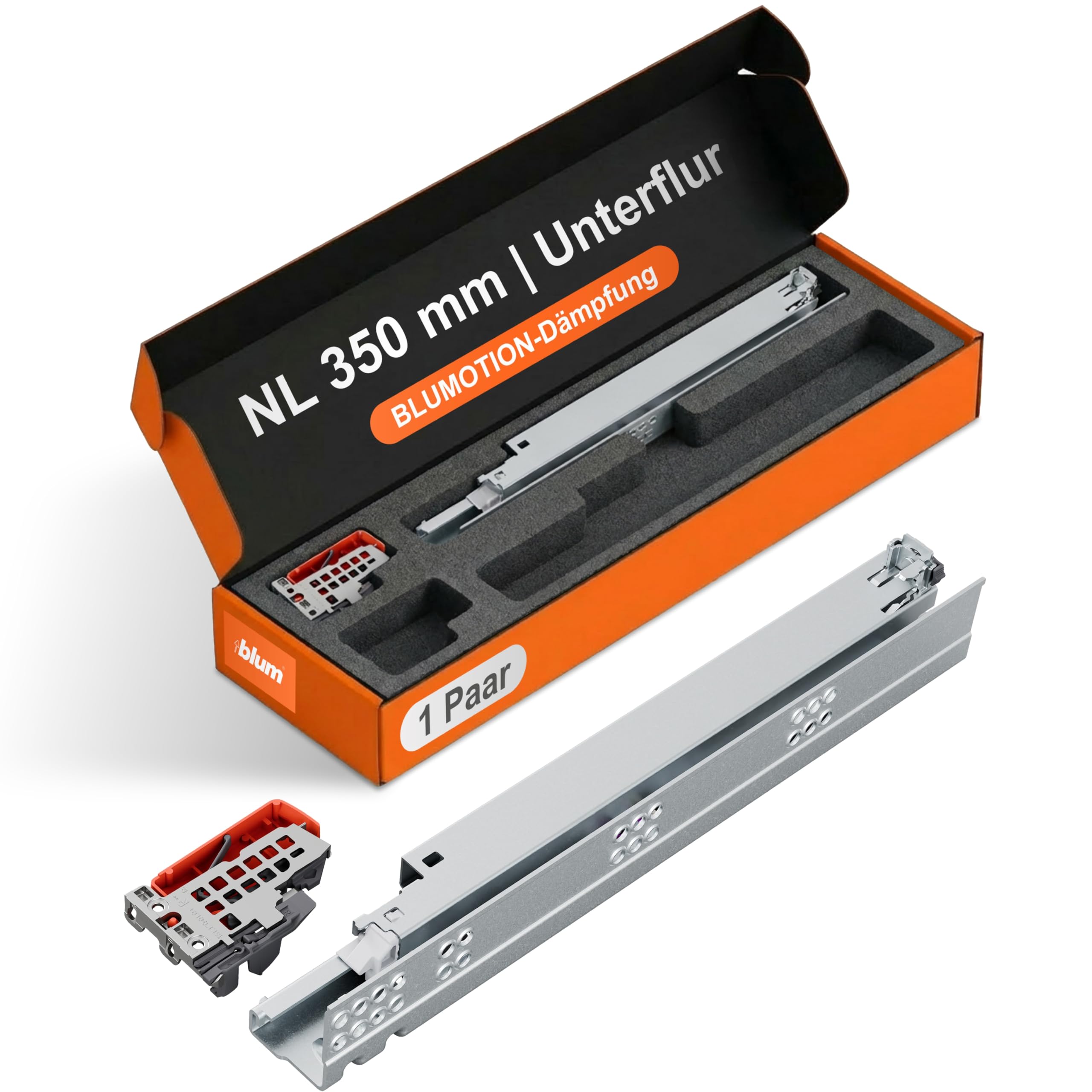 BLUM Tandem Drawer Pull-Out 350 mm Full Extension with Blumotion (= Soft Close); 1 Pair Including Coupling โ image 1