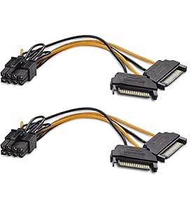 Cable Matters 2-Pack 8 Pin to SATA Power Cable (SATA to 8 Pin PCIe) - 5 Inches