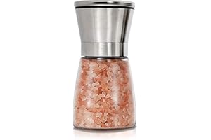 Gulex® Salt Grinder Pepper Mill, Salt Shaker Refillable,(Single Package) Adjustable, Stainless Steel with Ceramic Rotor (1 pack)