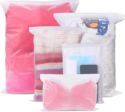 HCSSZ 24 Pcs Reusable Ziplock Bags 5 Sizes Travel Clothes Storage Waterproof