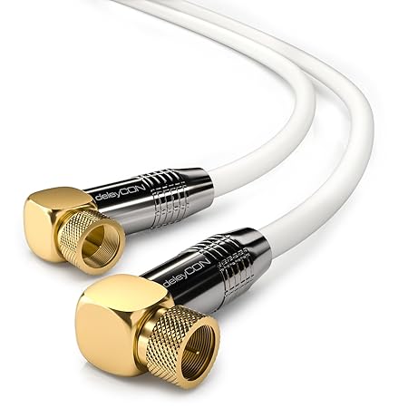deleyCON 1,5m SAT Antennenkabel HDTV Satellitenkabel gewinkelt Koaxialkabel - F-Stecker (90° Grad) zu F-Stecker (90° Grad) - 