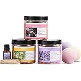 Spa Luxetique Epsom Salts for Soaking, 3.17lbs Bath Salts Gifts with Lavender, Rose, Chamomile Scent as Christmas Gifts for Woman, Spa Sets for Mom