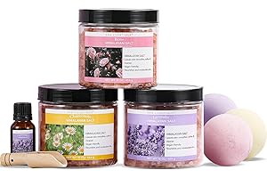 Spa Luxetique Epsom Salts for Soaking, 3.17lbs Bath Salts Gifts with Lavender, Rose, Chamomile Scent as Christmas Gifts for Woman, Spa Sets for Mom