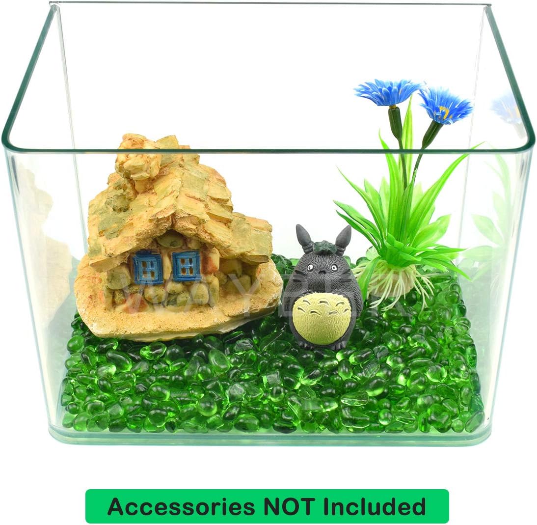 WAYBER Glass Stones, 1Lb/460g Irregular Sea Glass Pebbles Non-Toxic Artificial Gemstones for Vase Filler/Handmade Gift/Terrarium Flowerpot Aquarium Turtle Tank Decoration, Green: Home & Kitchen