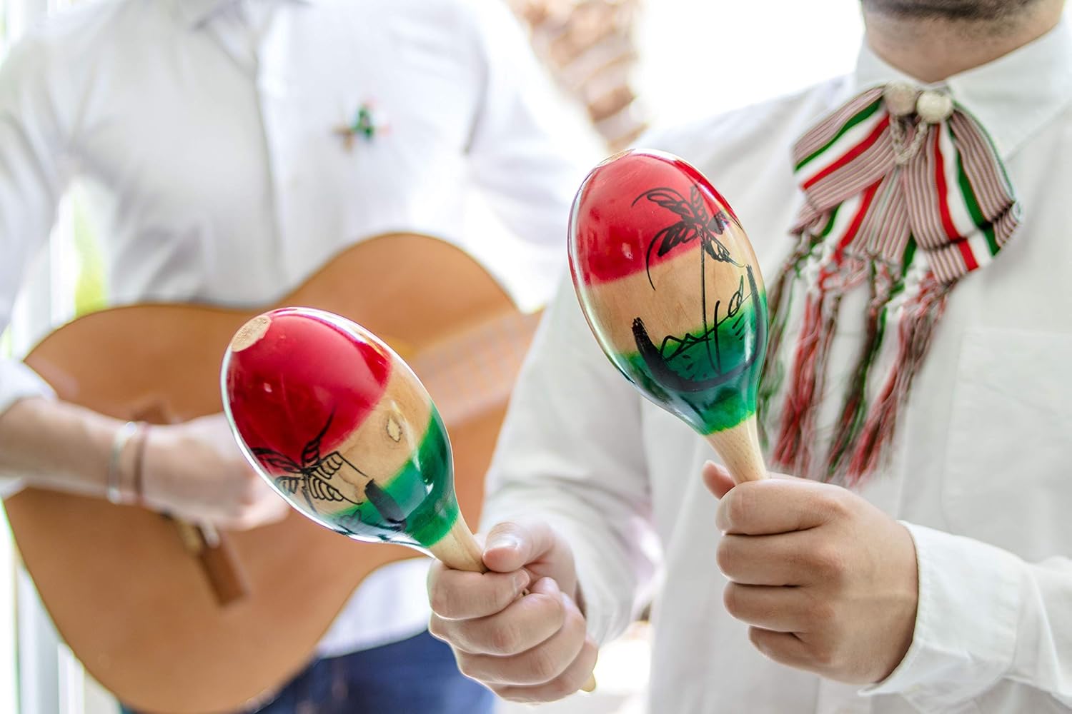 Full Rich Sound for Fun Mexican Fiesta Large Rumba Rattle Shakers Real