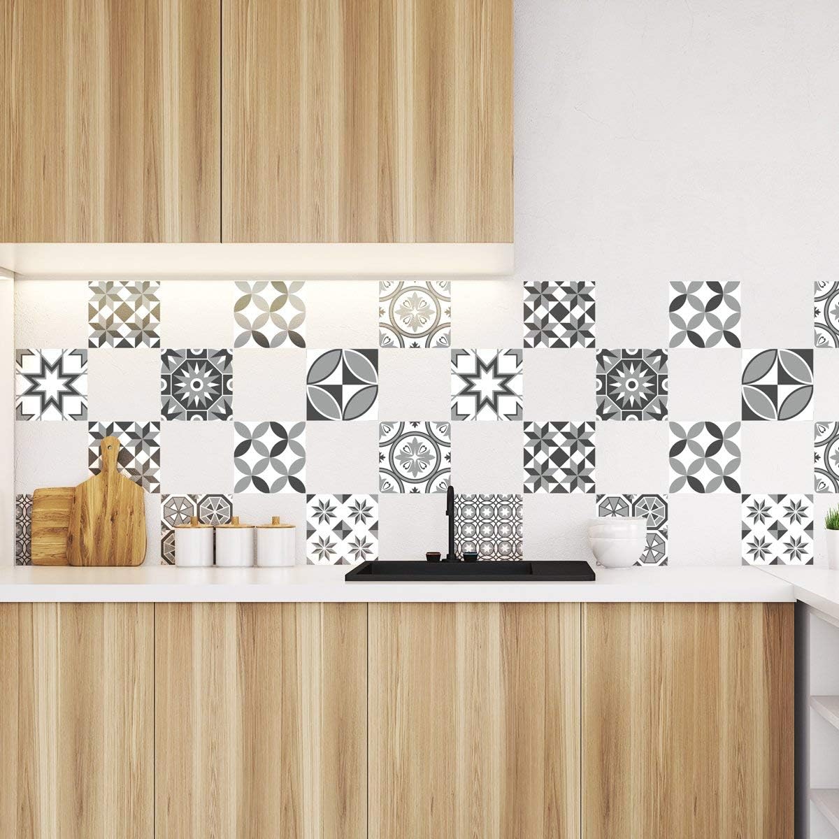 Ambiance Sticker Self-Adhesive Decorative Wall Decal Cement Tile for Bathroom and Kitchen Nuances de Gris Sotchi - Image 3