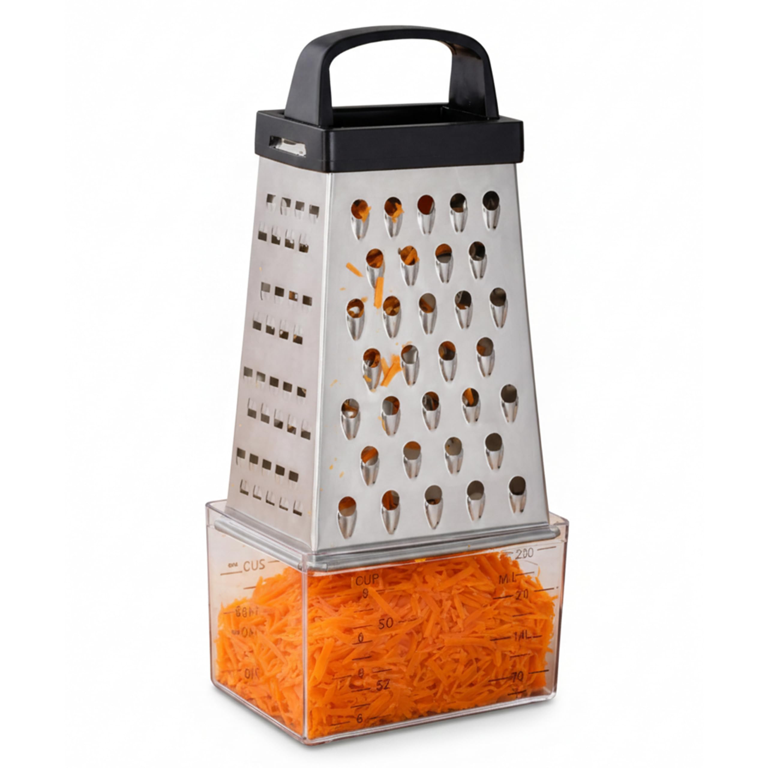 Premier Housewares Versatile 4 Sided Grater with Collection Department | 4 Sided Stainless Steel Tool for Efficient Cooking | Sturdy Cheese Grater for Kitchen | Sleek Shredder