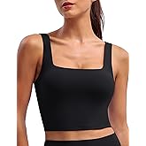 BAYDI Clouduxi Square Neck Sports Bras for Women - Padded Workout Tops with Built-in Bra U Back Gym Yoga Crop Tank Top