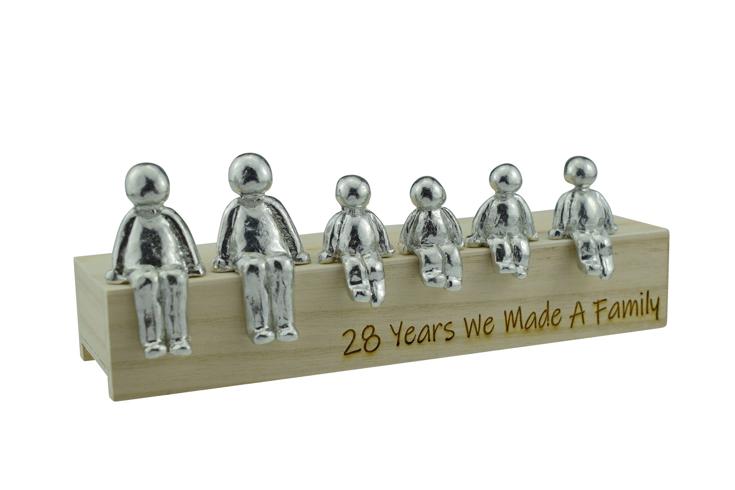 Pirantin 28th Anniversary Idea - 28 Years We Made A Family Metal Ornament - Choose Your Family Combination Box & Woodgrain May Vary(4 Children)