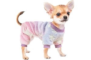 SEBAOYU Valentine's Day Dog Pajamas for Small Dogs, Glow in Dark Tie Dye Unicorn Dog Sweater, Super Soft Velvet Material Chihuahua Yorkie Tiny Dog Clothes Outfits (X-Small)
