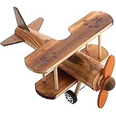 TOYANDONA Vintage Wooden Airplane Model Decoration Retro Biplane Ornament for Home Office Desk Decor Wooden Toy Airplane Unique Antique Aircraft Decor for Boy Girl