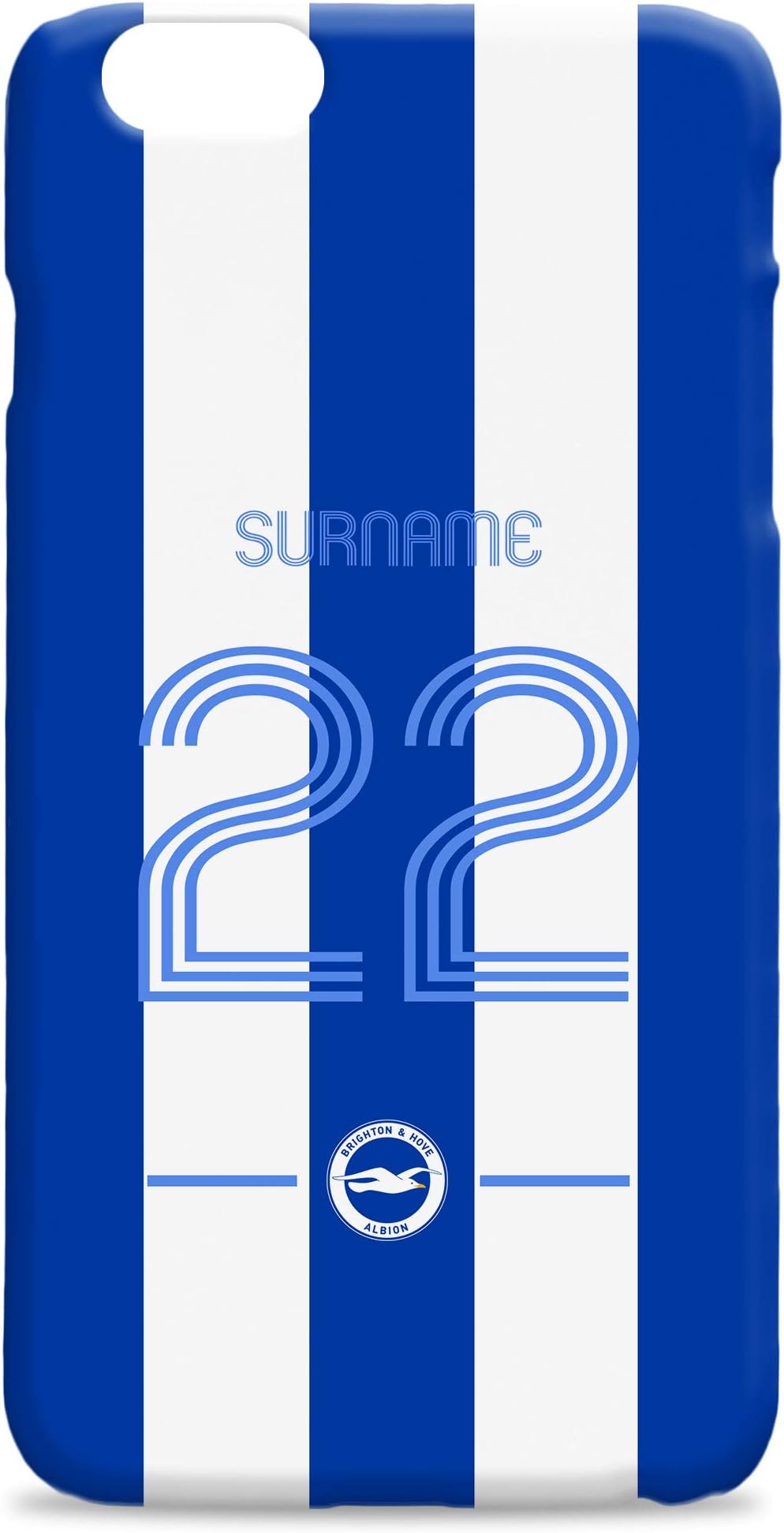 Official PERSONALISED Brighton & Hove Albion Football Retro Shirt Hard Back Phone Case Iphone & Samsung Compatible