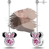 Mouse Earrings Cute Drop Dangle Earrings for Girls Teen Women - Sterling Silver Hypoallergenic Cubic Zirconia Mouse Dangling Earring Dainty Studs Adorable Jewelry Gift for Christmas Birthday Daughter