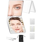 Compact Mirror, Rechargeable 30X Magnifying Mirror with 3 Lighting Modes & Dimmable Brightness, Portable Travel Makeup Mirror