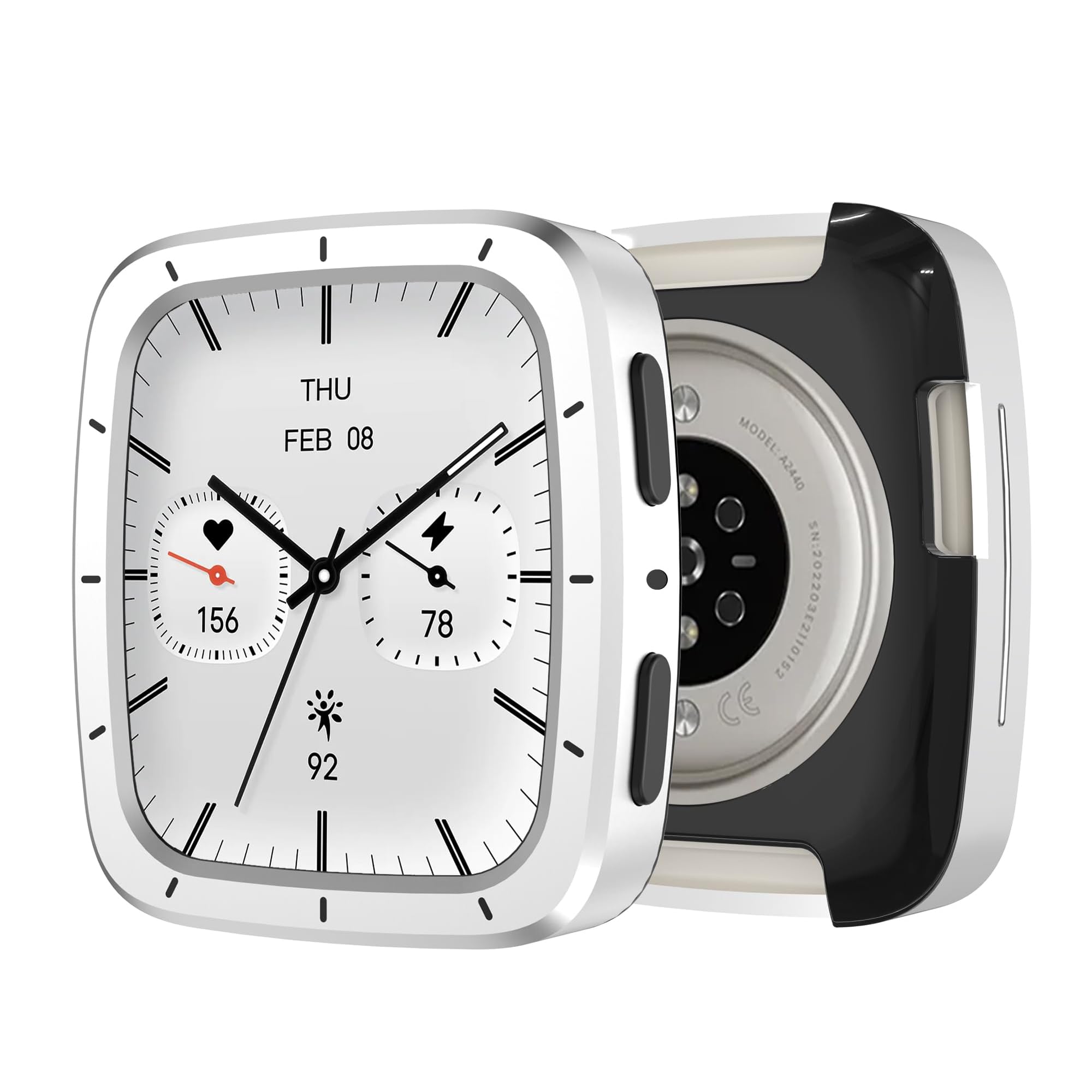 Photo 1 of [2in1] Metal Protector Case for Amazfit Active 2 Square SmartWatch, Stainless Steel Bezel & TPU Back Cover Full Protective Cover Cases Scratch-Proof Rugged with Cleaning Cloth Accessories (Silver)