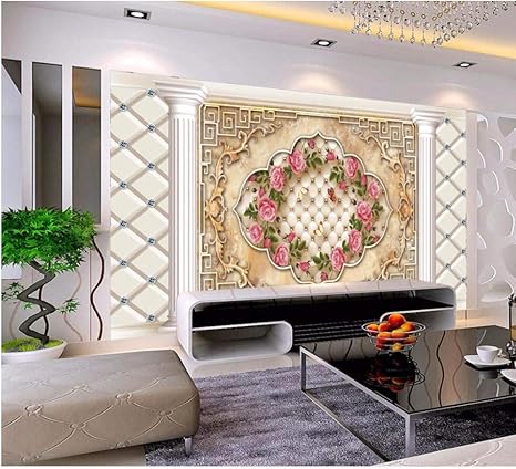 Amazon Co Jp Wuyyii 3dの壁紙カスタム写真の部屋の壁画ヨーロッパのローマの列の花の蝶の絵3d壁の壁画の壁紙3d Diy 工具 ガーデン