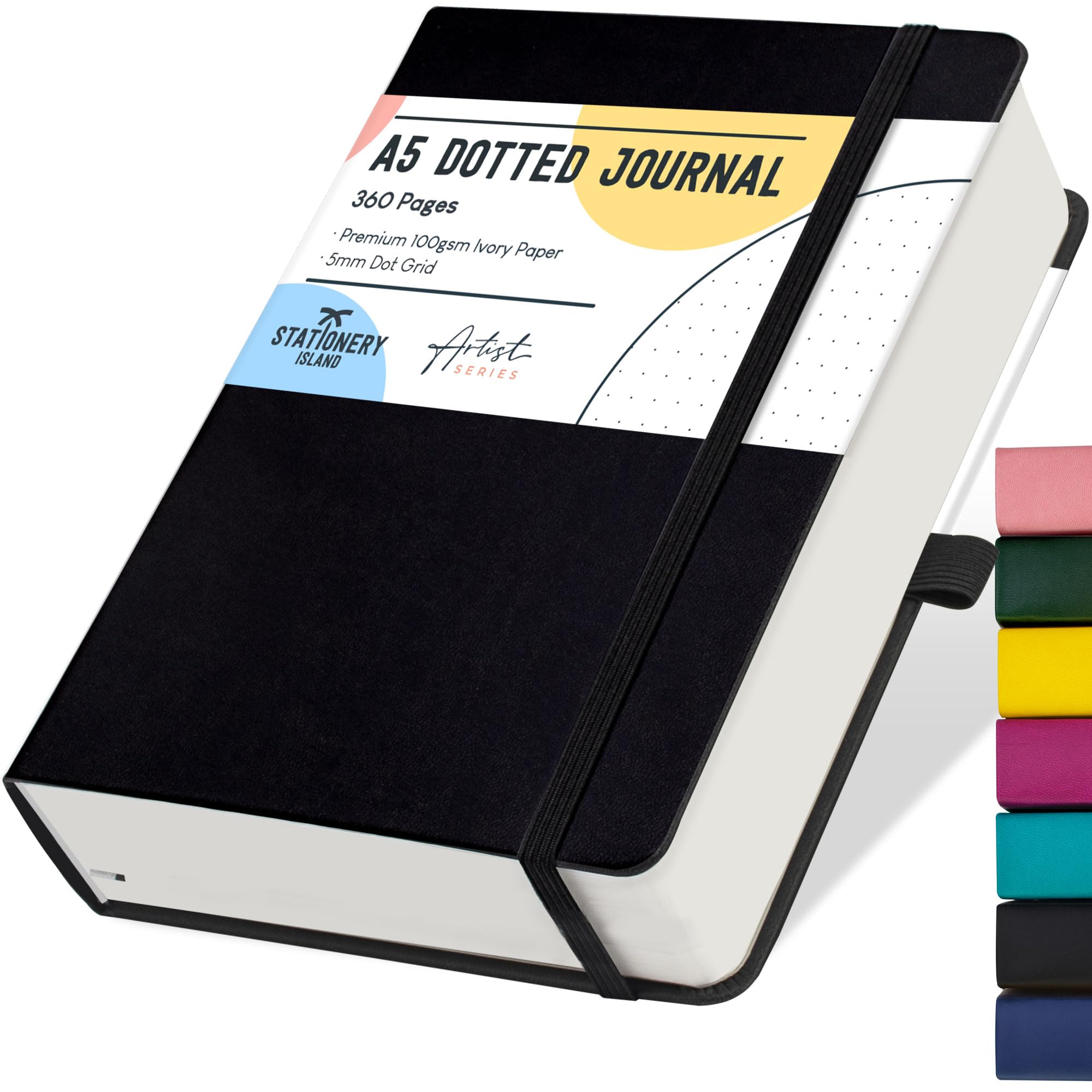 STATIONERY ISLAND Bullet Dotted Journal A5, Thick Notebook 100gsm Paper 360 Pages, Hardback Journal Notebook with Pen Holder, Inner Pocket, 2 Bookmarks — image 1