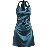 ZAFUL Women Halterneck Satin Mini Dress Sexy Cowl Neck Silky Party Cocktail Club Dress