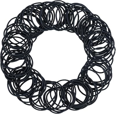 HXMJIED 100 Small Black Soft 2mm Thin No Metal Elastic Hair Ties Women Men