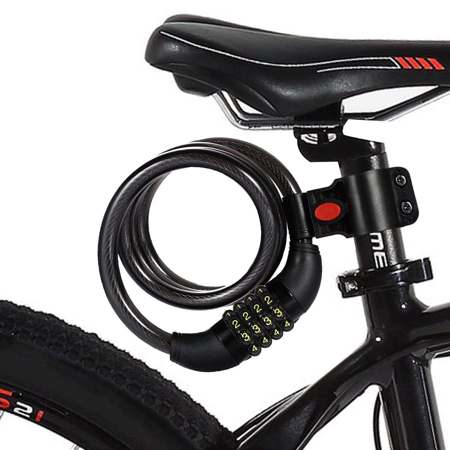 ROADWI Cable Candado de Combinación ,1.2m  Cerradura de Combinacin de 4 Dgitos,Flexible Citadel de Cierre Automatico Candado de Bicicleta,Para Bicicletas, Esqus y Carritos