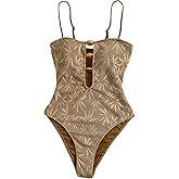 SOLY HUX Women's One Piece Swimsuit Cutout Bathing Suits High Cut Swimwear Vacation Cruise Wear