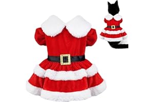 GOYOSWA Cat Kitten Christmas Outfit Cat Christmas Dress Santa Costume Holiday Outfit Clothes Christmas Dresses for Kittens Cats Puppy (Christmas Dress, Small)