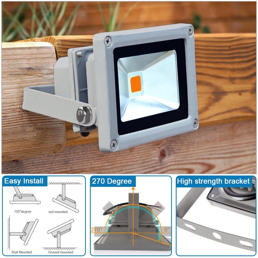 LEDMO 20W LED Flood Lights, Waterproof IP65 for outdoor, Warm White, 3000K, 1600lm, 100W Halogen Equivalent, Security Lights, Floodlight