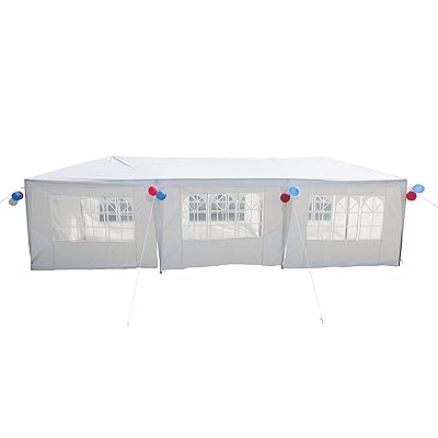 GOJOOASIS Improved Version Canopy Tent Wedding Party Tent with Metal Connectors Outdoor Gazebo White 10' x 30' with 8 Walls