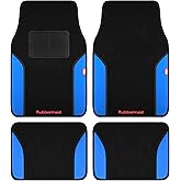Rubbermaid Car Mats, Carpeted Floor Car Mat with Faux Leather & Built-in Heel Pad, Two-Tone Car Rug Floor Mats, Stylish Carpeted Floor Mats for Cars, Trucks & SUVs Blue Color