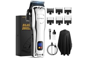 SUPRENT Cordless Hair Clippers for Men Professional Hair Cutting Trimmer with LED Display Trimmer for Barbers & Home Use