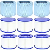 Lucasou 60% Denser Filter, High-Efficiency Screw-in Hot Tub spa Filters Replacement Compatible with All Relxtime, Aleko, Wejoy, Aquaspa Hot Tubs & Other Spas (6 Filters + 3 Filter Bags)