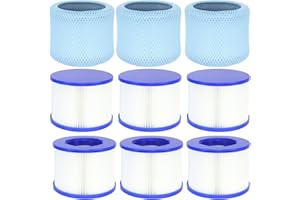 Lucasou 60% Denser Filter, High-Efficiency Screw-in Hot Tub spa Filters Replacement Compatible with All Relxtime, Aleko, Wejoy, Aquaspa Hot Tubs & Other Spas (6 Filters + 3 Filter Bags)
