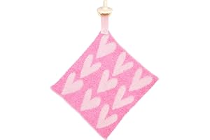 Stephan Baby Plush Blankets - Soft Absorbent Blankie with Paci-Clip for Pacifiers and Teething Toys, 9" Square, Hearts