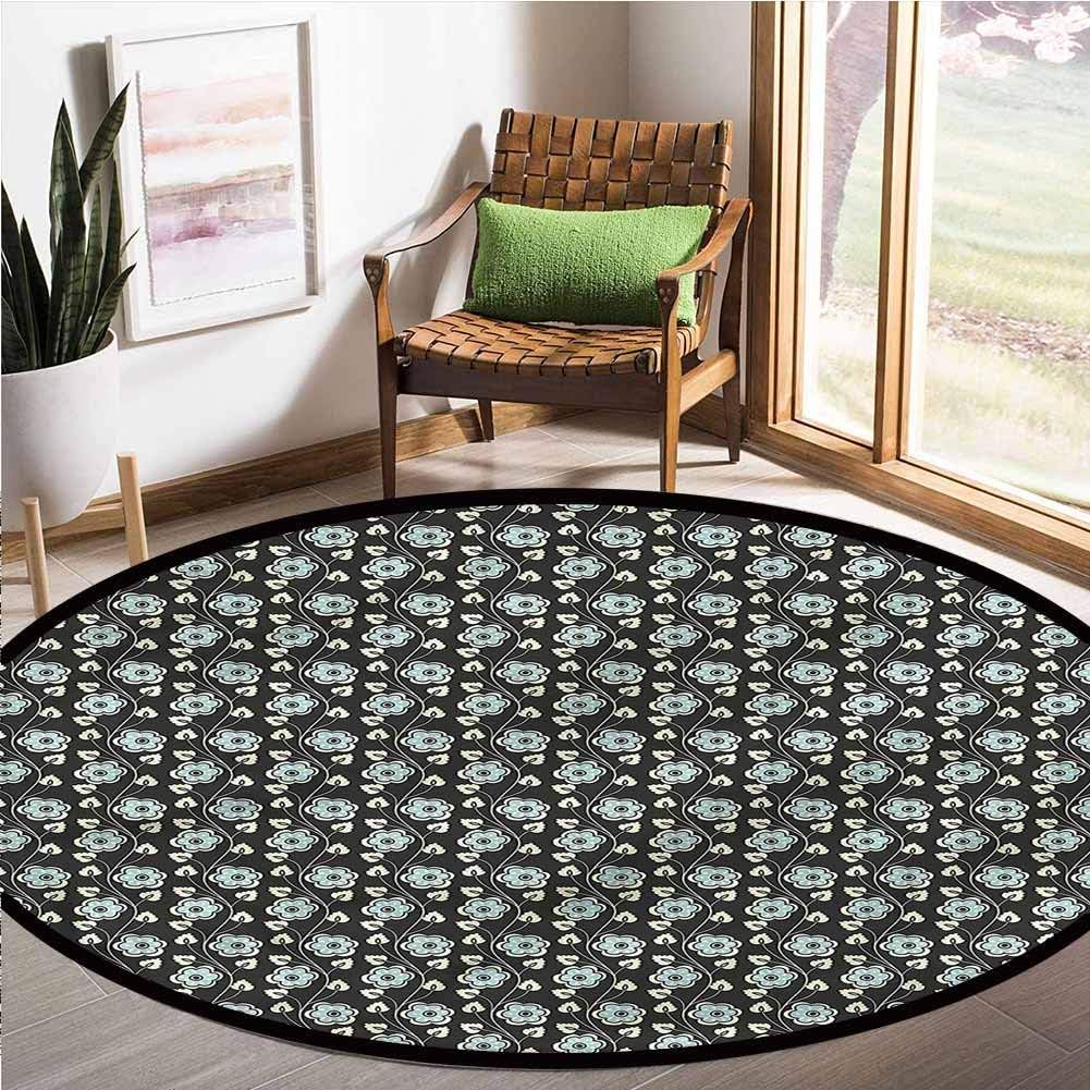 Floral Living Room Rug Blooming Floral Ornament Modern Rug