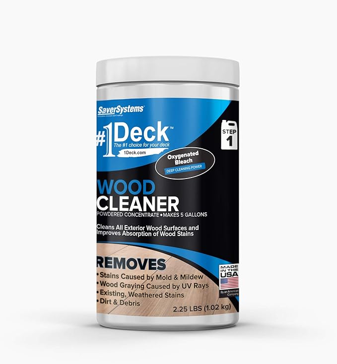 1 Deck Wood Cleaner 2.25 lbs Makes 5 Gallons of Wood Deck Cleaning