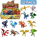 ValeforToy Dragon Toys,12 Piece Assorted Realistic Looking Dragon Figure,4 Inch Mini Dragons Sets with Gift Box, Non-Toxic Safety Materials ABS Vinyl Plastic Dragon,Party Favors Toy for Boys Kids