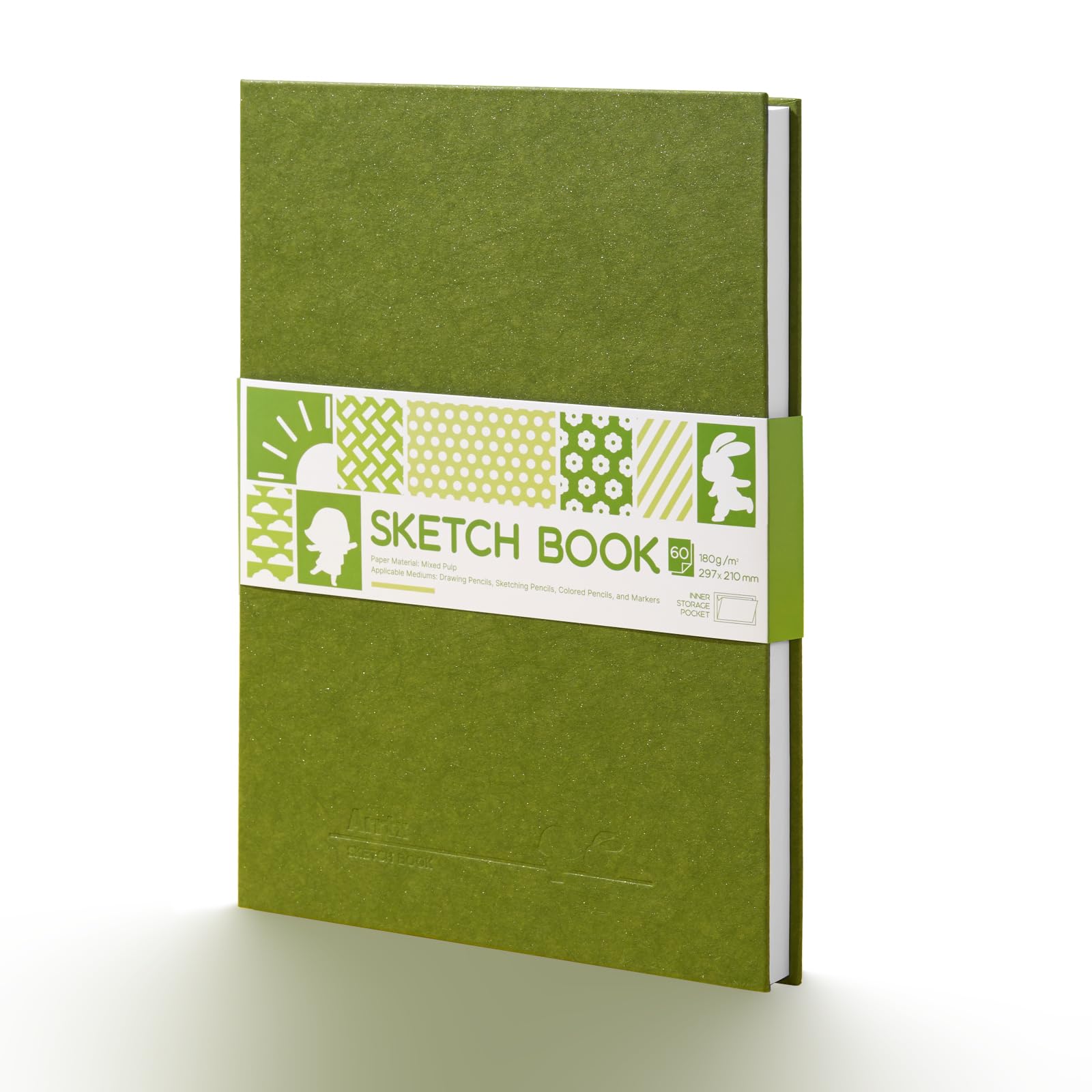 Arrtx Sketchbook, A4(29.7 * 21.0 cm) 60 Sheets/120Pages 180GSM/90lb, Artists Hardcover Sketchbook, Durable Acid-Free Drawing Paper for Ink, Pen, Graphite, and Colored Pencil