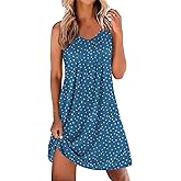 Ekouaer Cotton Nightgowns for Women Sleeveless Night Gown Tank Sleep Shirts Pleated Night Shirts V Neck Chemise