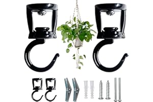 ONIKK Ceiling Hooks for Hanging Plants (2 PCS Black),Heavy Duty Metal Plant Hooks, Screw in Hooks for Hanging Birdfeeders, Lamps, Planters, Outdoor Decorative Hooks up to 33 lbs